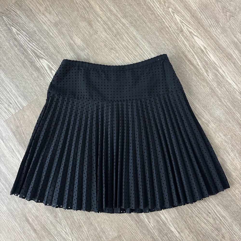 J. Crew Black Pleated & Perforated Mini Skirt